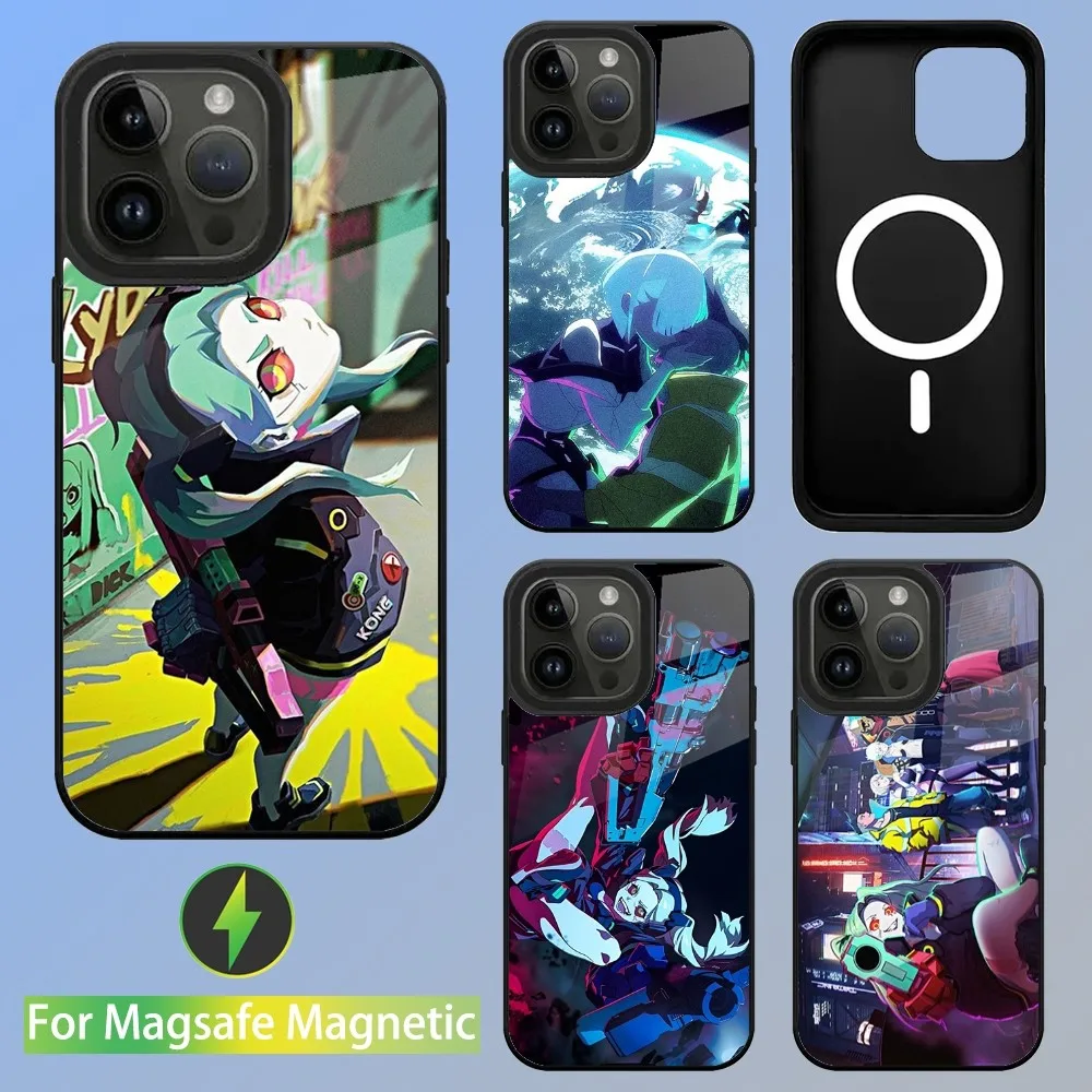 E-Edgerunners Cartoon C-Cyberpunk Phone Case For iPhone 16,15,14,13,12,11,Plus,Pro,Max Mini Magsafe Magnetic Wireless Charging