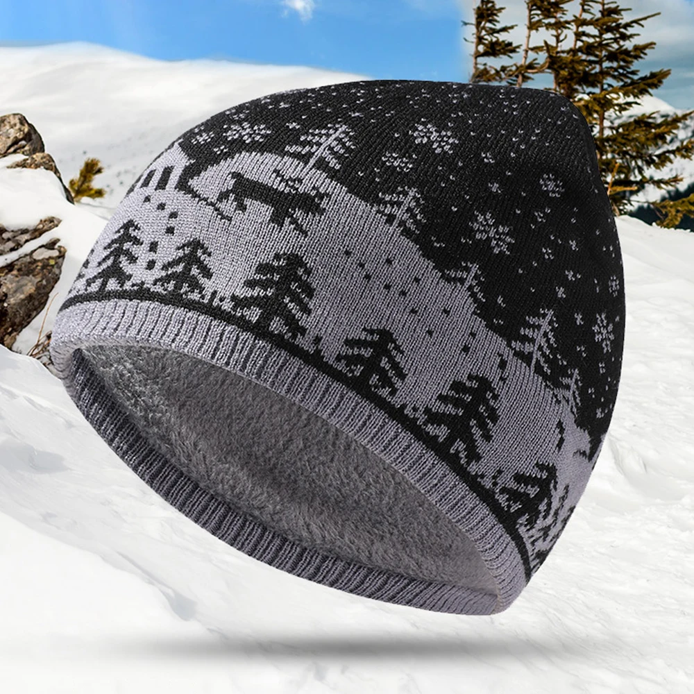 

New Winter Warm Chirstmas Knitted Hat Elk Snowflake Beanie Hat Pompom Soft and Comfortable Knitted Beanies Adult /Children