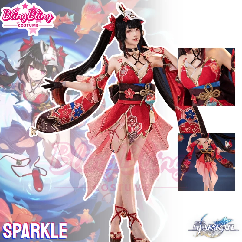 Star Rail Sparkle Cosplay Costume Game Honkai Star Rail Sparkle Cosplay Masked Fools Costume Cosplay Outfit Uniform Dress