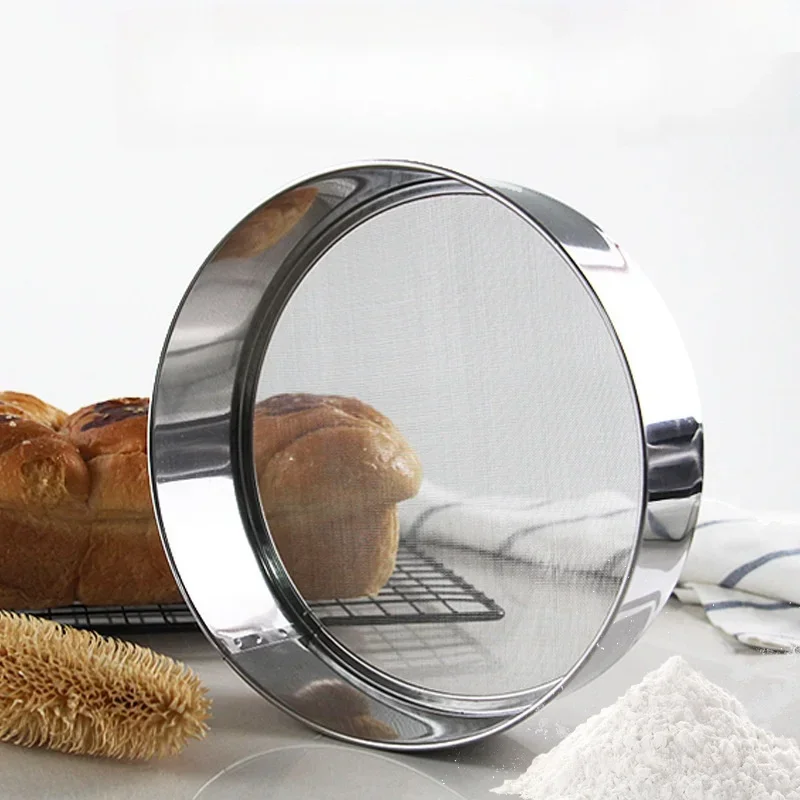 40 Mesh Stainless Steel Flour Sifter for Baking Handheld Round Mesh Strainer Fine Powder Sieve for Kitchen Cake Accesories