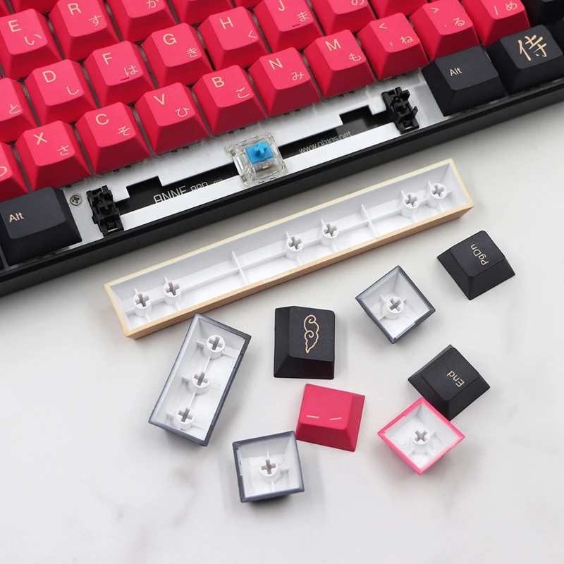 Stylish Japan Samurai Keycaps Cherry 135-Key For MX GK61/ 64/ 68/87/104/108 Dye Subb Japanese & English Dropship