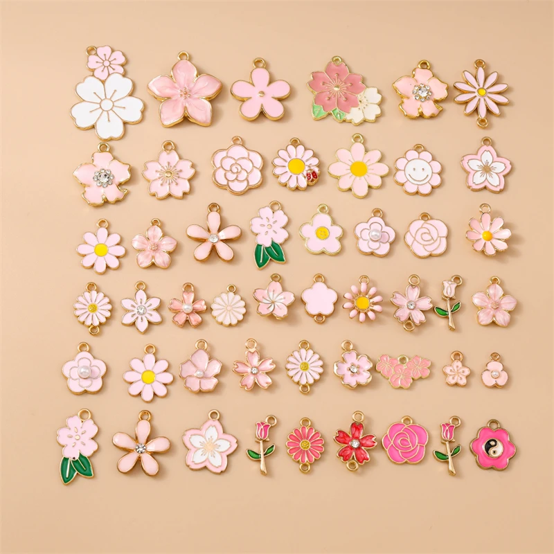 10/20 Stück Gemischte Zufällige Bunte Emaille-Blumen-Anhänger für Schmuckherstellung Ohrringe Halsketten Armbänder DIY Bastelbedarf – Detail 25