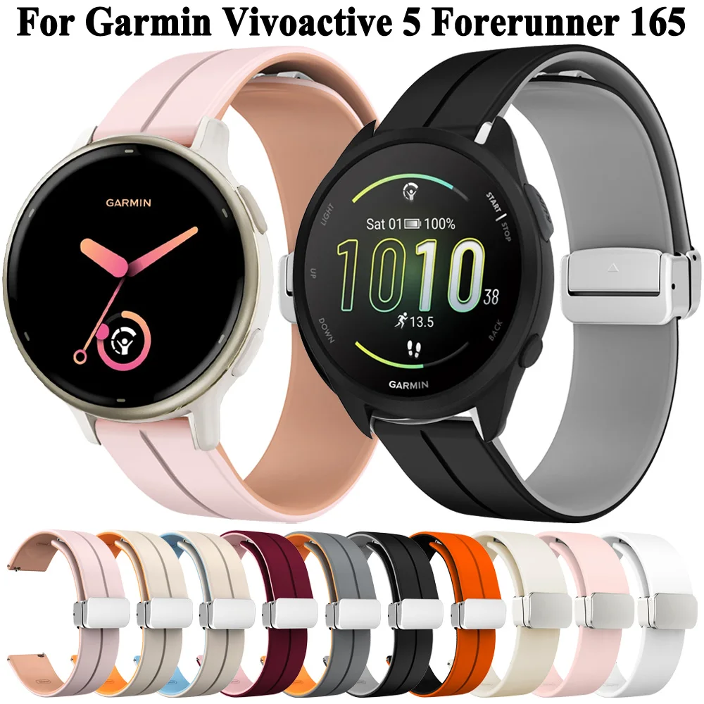 STRAP smartwatch 20มม. สำหรับ Garmin vivoactive 5 3 Forerunner 165 55 245 645 venu 2 plus venu SQ กำไลข้อมืออัจฉริยะสายนาฬิกาซิลิโคน