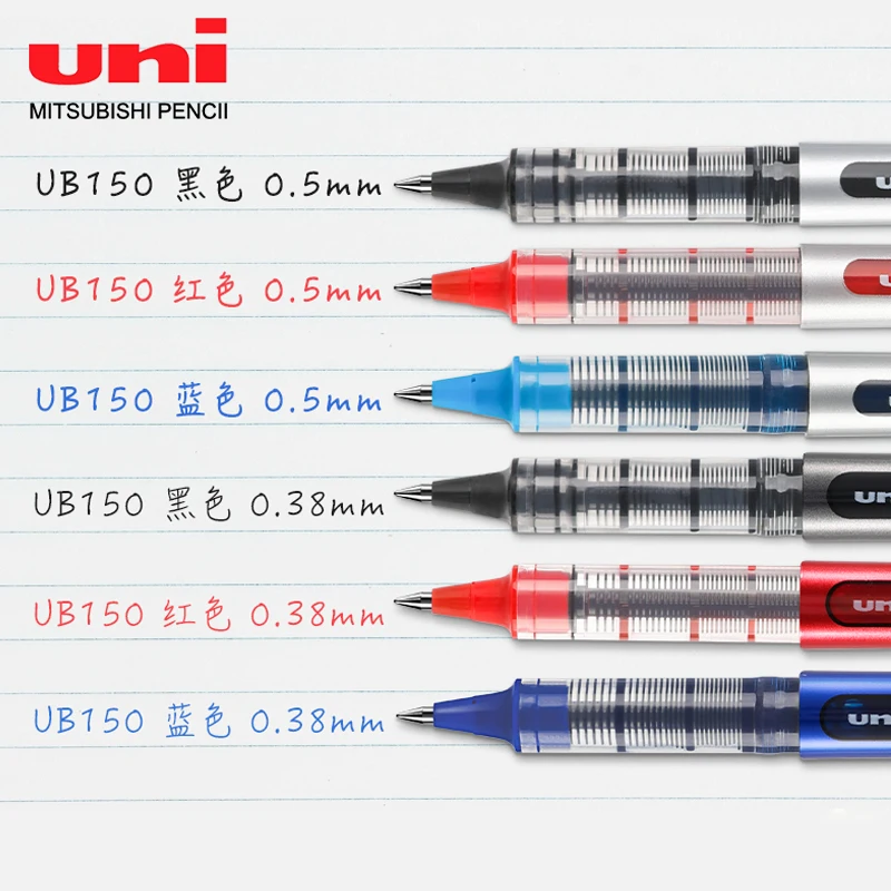 1pcs UNI Uniball Straight Liquid Gel Pen UB-150 0.5mm/0.38mm Quick Drying Business Office Supplies Japanese Stationery