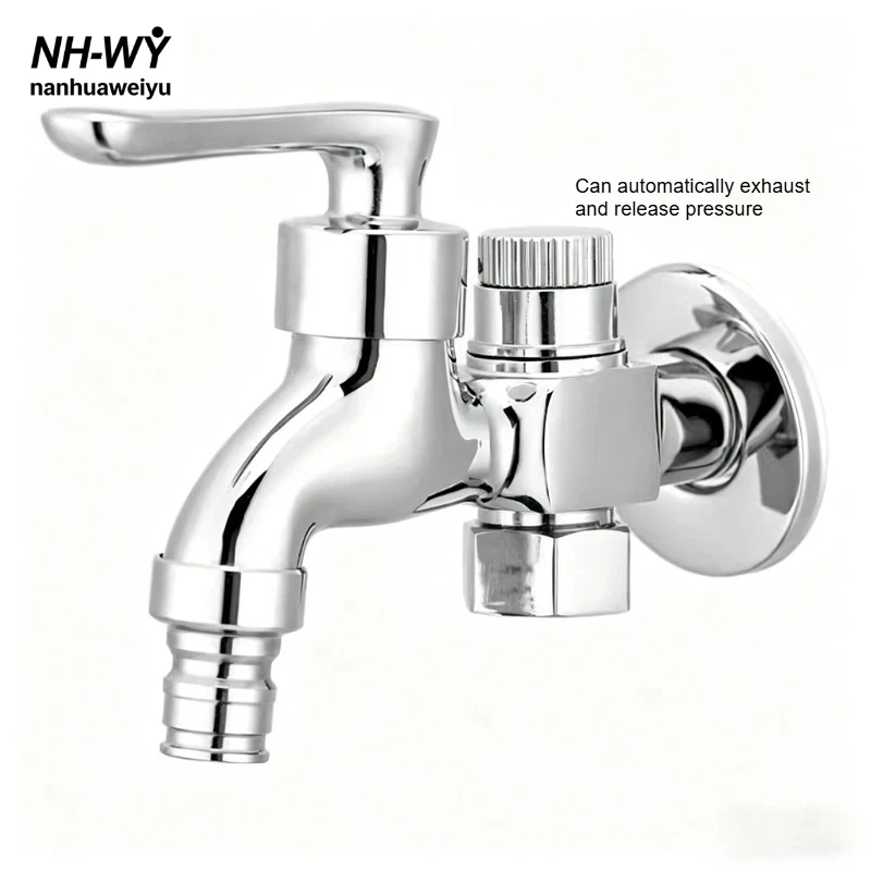 Wall Mounted Chrome Finish Brass Body Washing Machine Faucet G1/2 G3/4 with Vacuum Breaker Water Hammer Resistant