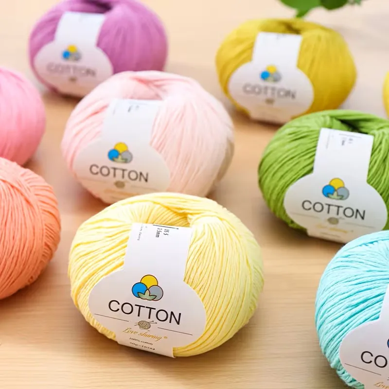 8-Ply 100% Cotton Knitting Yarn, 10-Pack (500g Total), Suitable for Scarves, Hats, Sweaters, Coats and DIY Projects, Bright Colo
