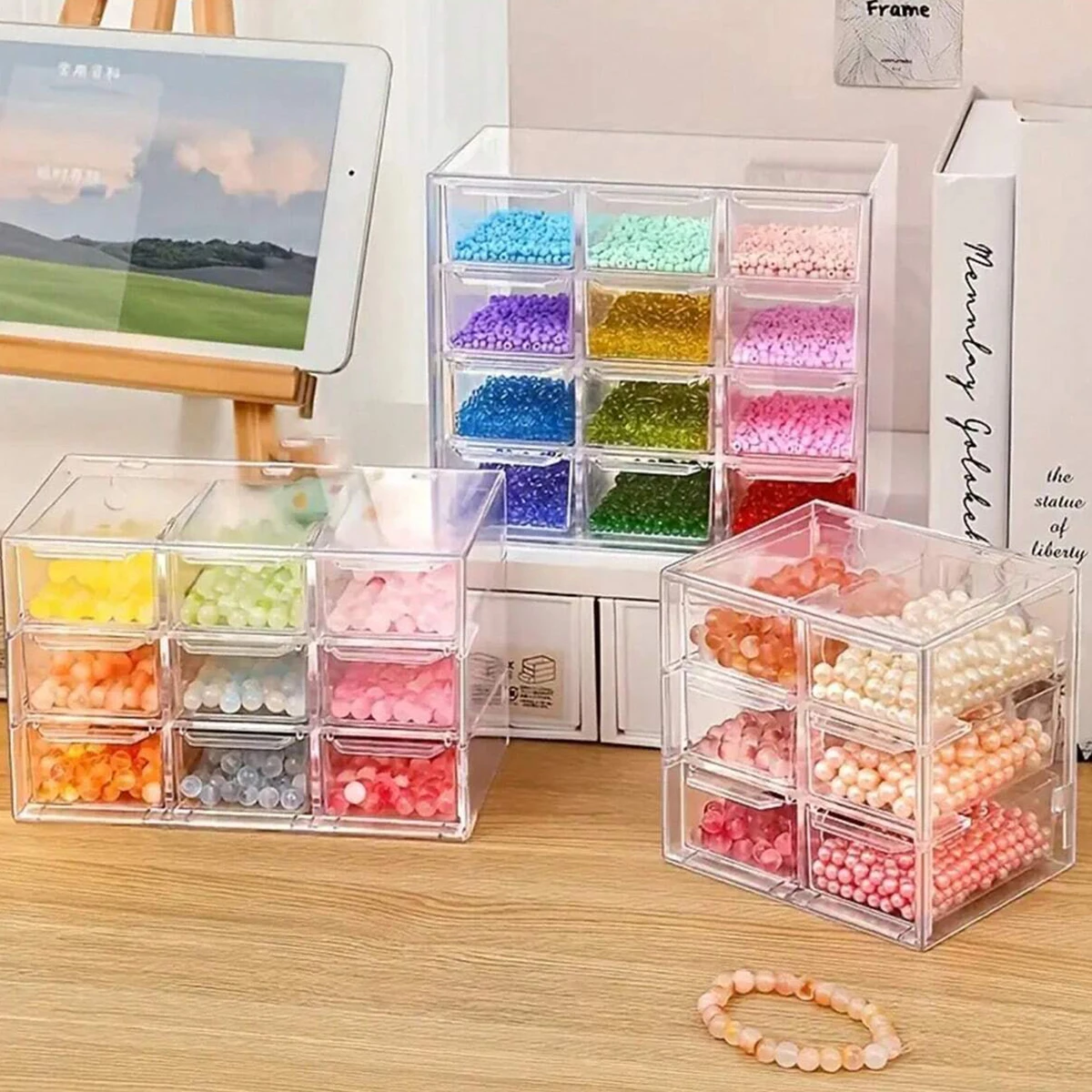 

Acrylic Large Capacity Drawer Transparent Divided Beaded Storage Box DIY Handmade Jewelry Display Box