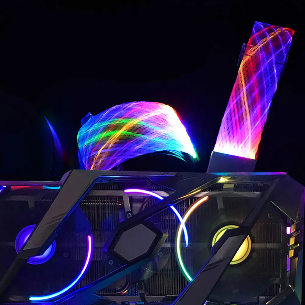 Rgb Power Supply Extension Cable 24Pin Atx Motherboard Argb Sync Lighting Cable High-Quality Braided Mesh Sleek Design for GPU