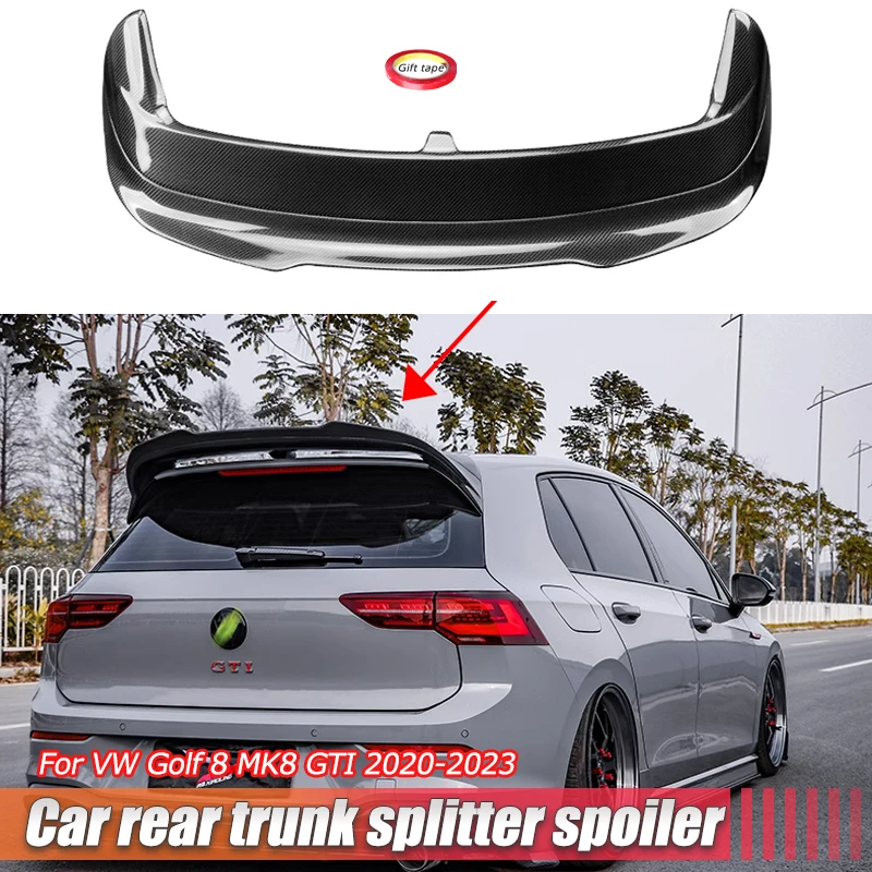 Carbon Fiber For Volkswagen Golf 8 GTI MK8 R Spoiler Trunk Rear Extensio Cover Trim Black Lip VW Glof 8 Spoiler Car Accessories