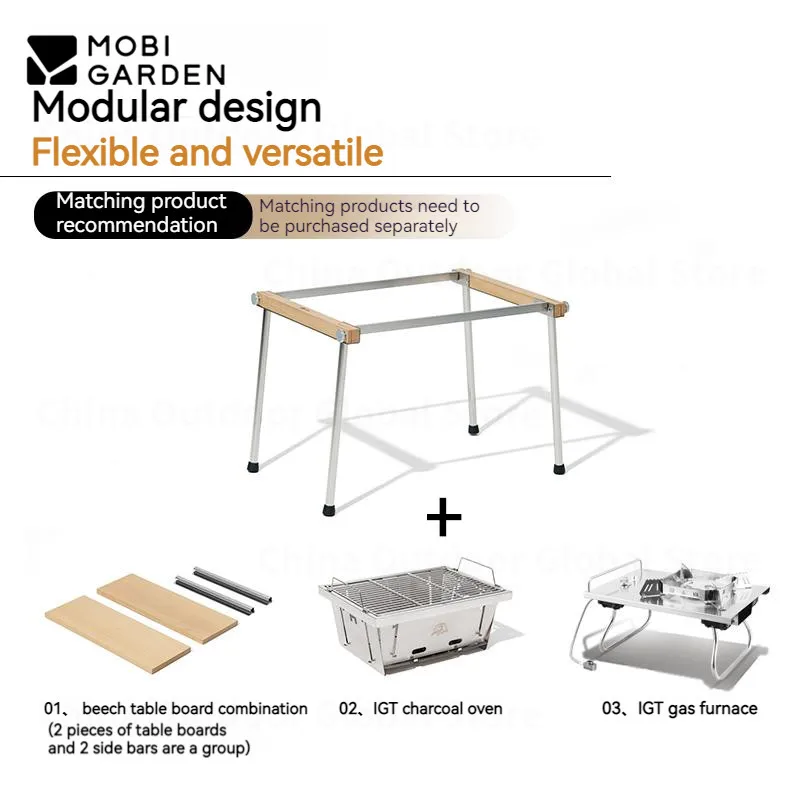 Imagem -04 - Mobi Jardim-mesa de Piquenique Dobrável Portátil Mesa de Mesa Igt Combinação Livre Viagens ao ar Livre l Tamanho xl Aço Inoxidável