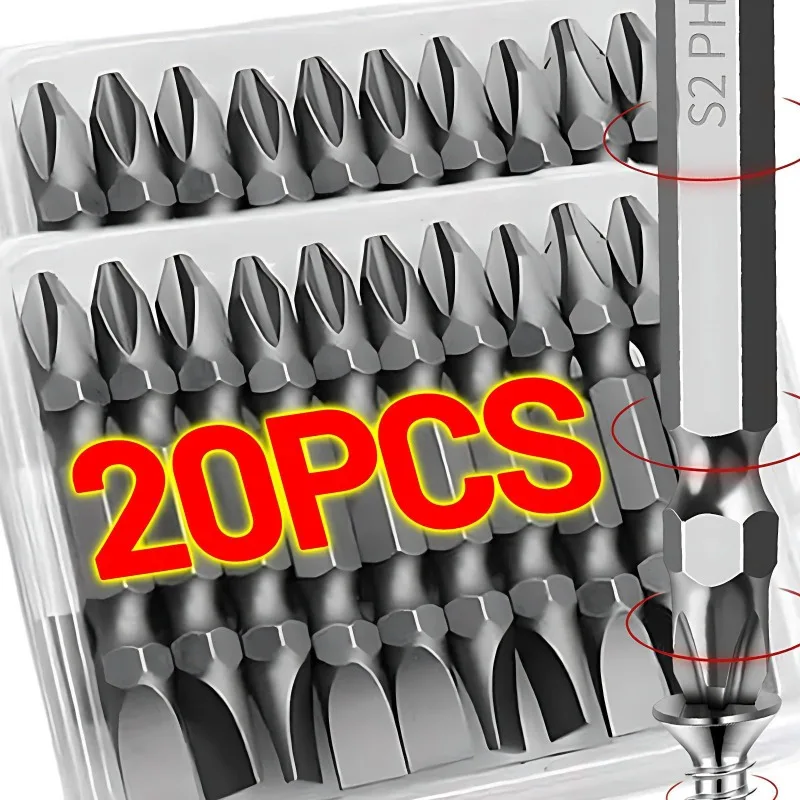 

20/5 шт. S2 сильная магнитная нескользящая головка с двойной головкой PH2 шлицевая промышленная отвертка высокой твердости с крестообразной воздушной головкой сверло