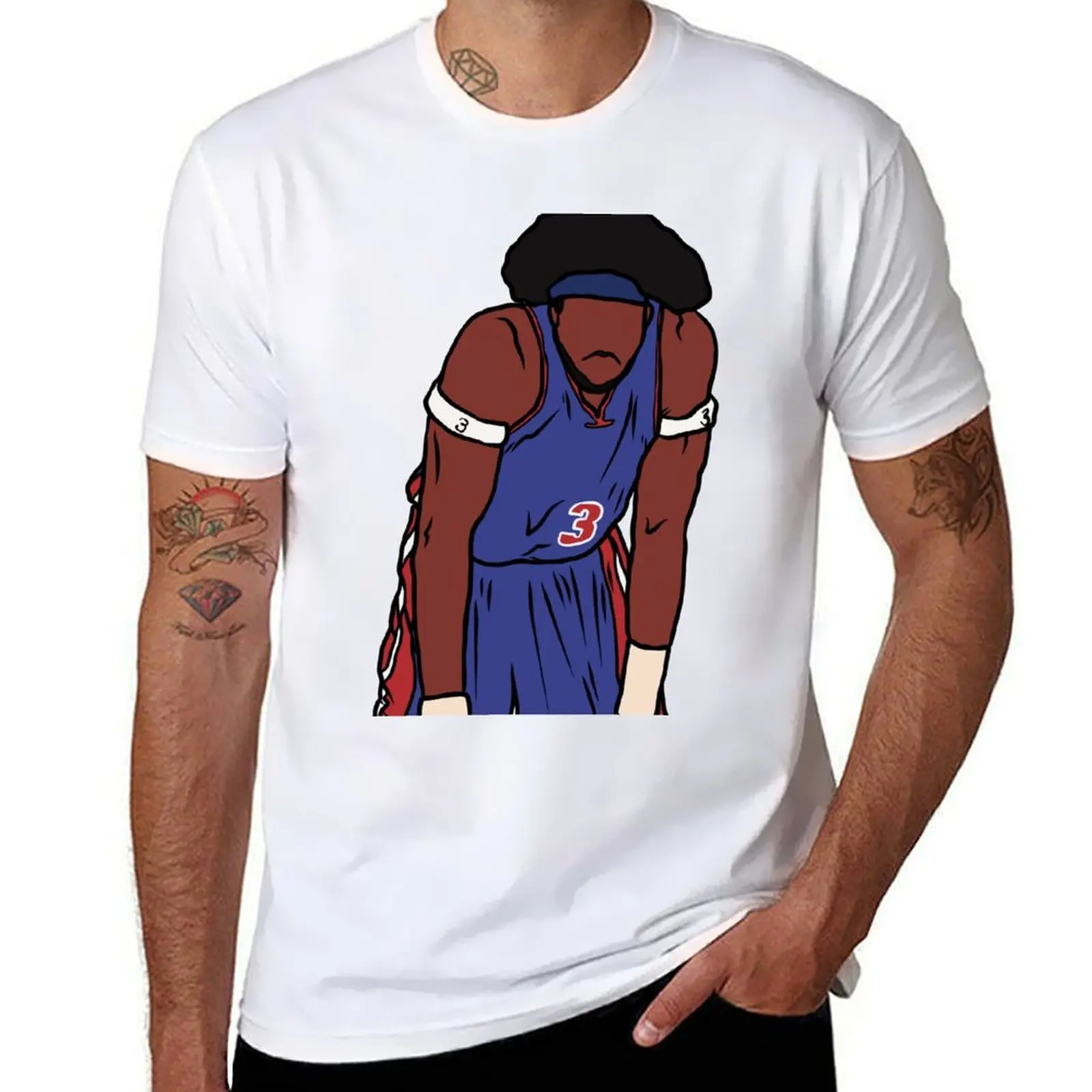 تي شيرت Ben Wallace مقفل في تي شيرت للرجال، تي شيرت رجالي أبيض من القطن الثقيل