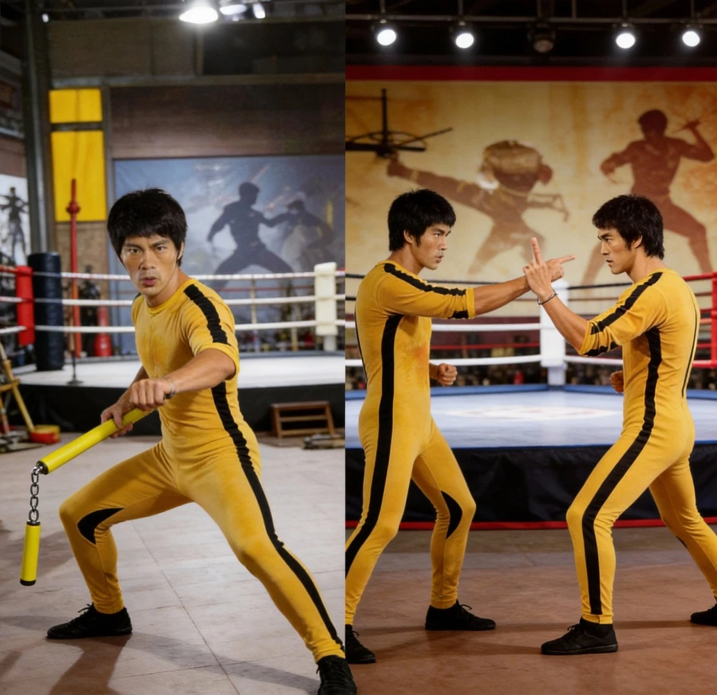 

Halloween Cosplay Yellow Kung Fu Suit Classic Martial Arts Performance Costume for Stage Show Party