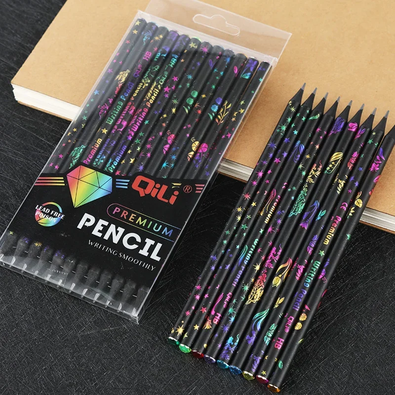 12pcs/set Creative Colorful Painting Black Lead Pencils HB Painting Drawing Pencil Students Writing Stationery School Supplies