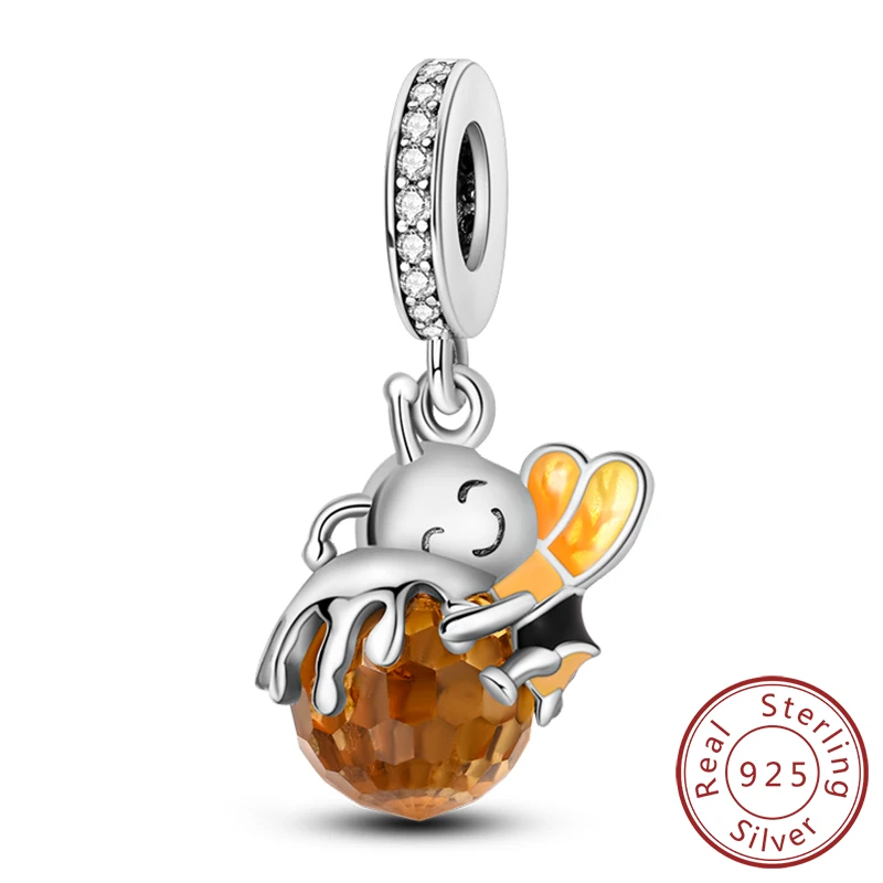 Original-Charm-Perlen aus 925er-Sterlingsilber, leuchtender, leuchtender Glühwürmchen-Schmetterlings-Anhänger für Armband-Charm-Schmuck