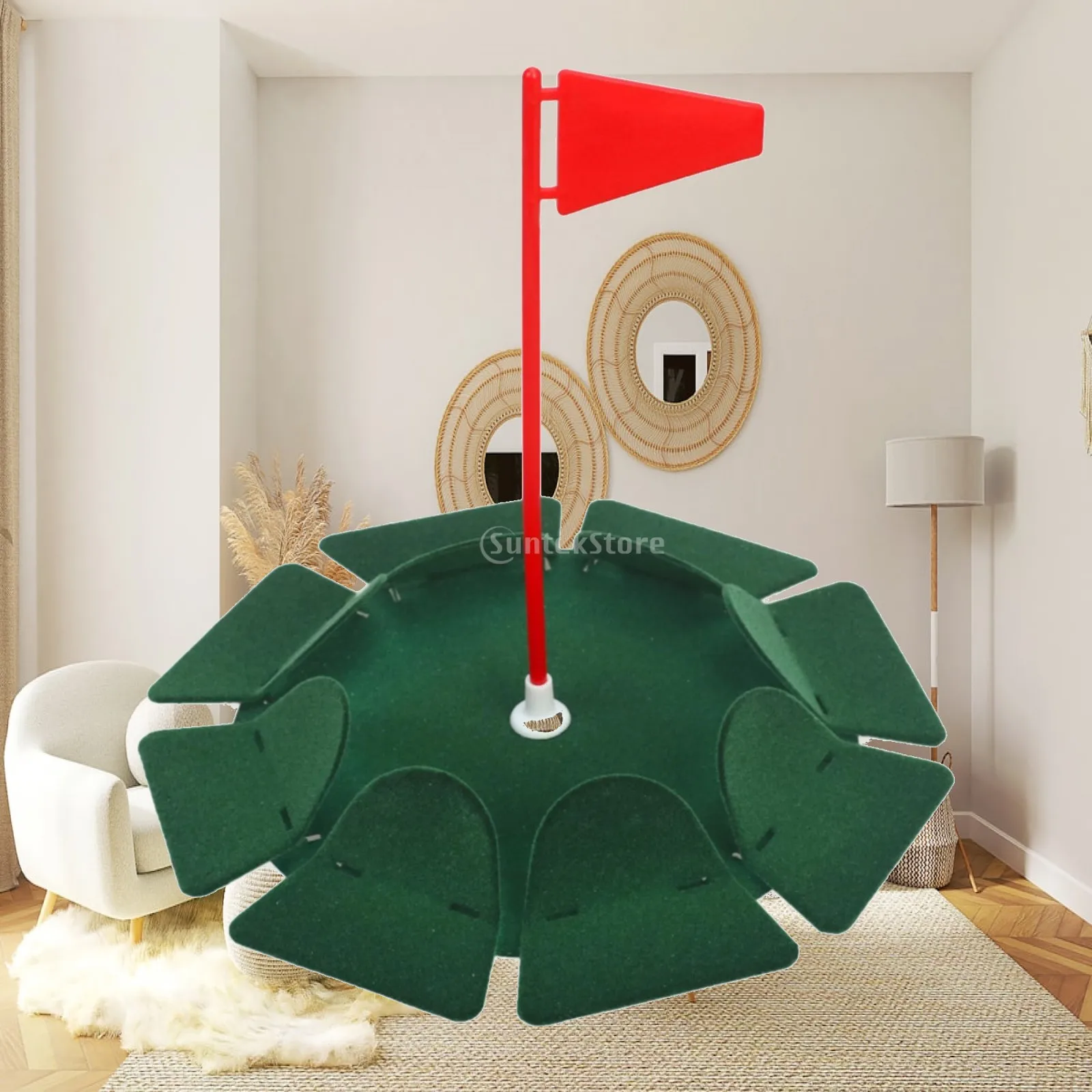 Plateau d'entraînement pour le putting au golf, facile à ranger, avec drapeau, tasse d'entraînement pour améliorer la précision et faciliter le passage de la balle.