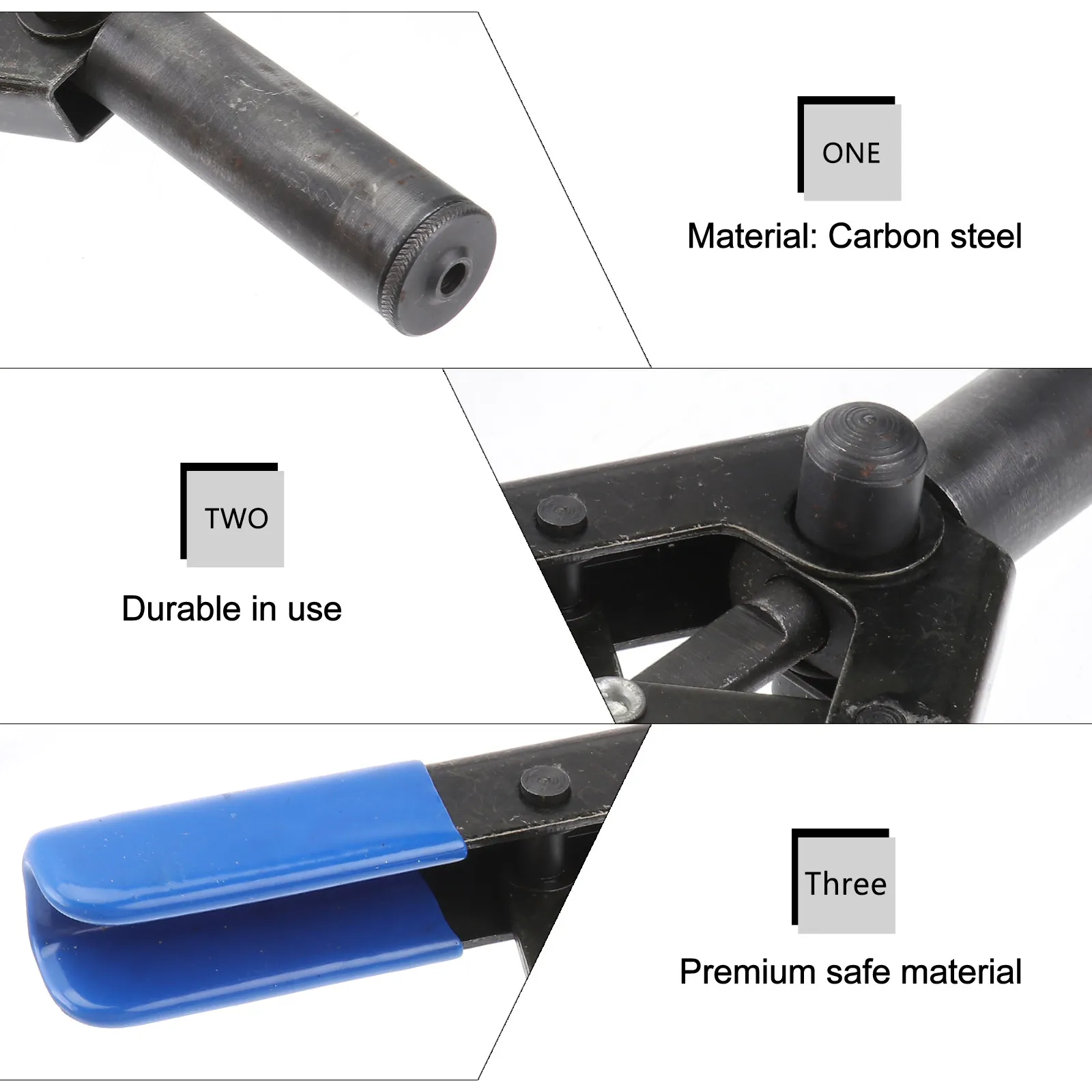 Plastic Rivet Puller Tool Black Ergonomic Hand Riveter with 40 Poly Rivets for DIY Repairs