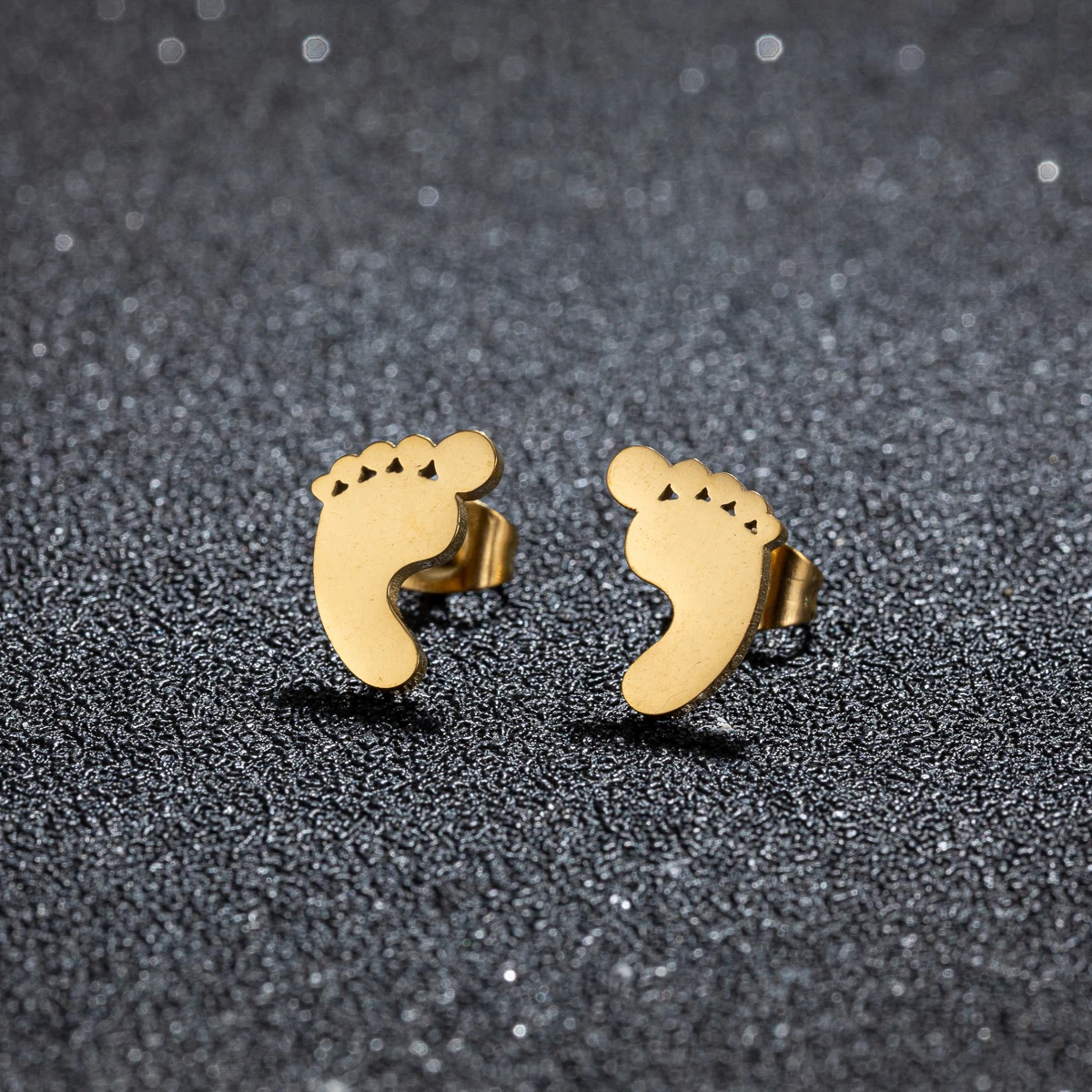 Cute Footprint Earrings Stainless Steel Small Stud Earrings For Women 2024 Trending Tiny Jewelry Birthday Gift Pendientes