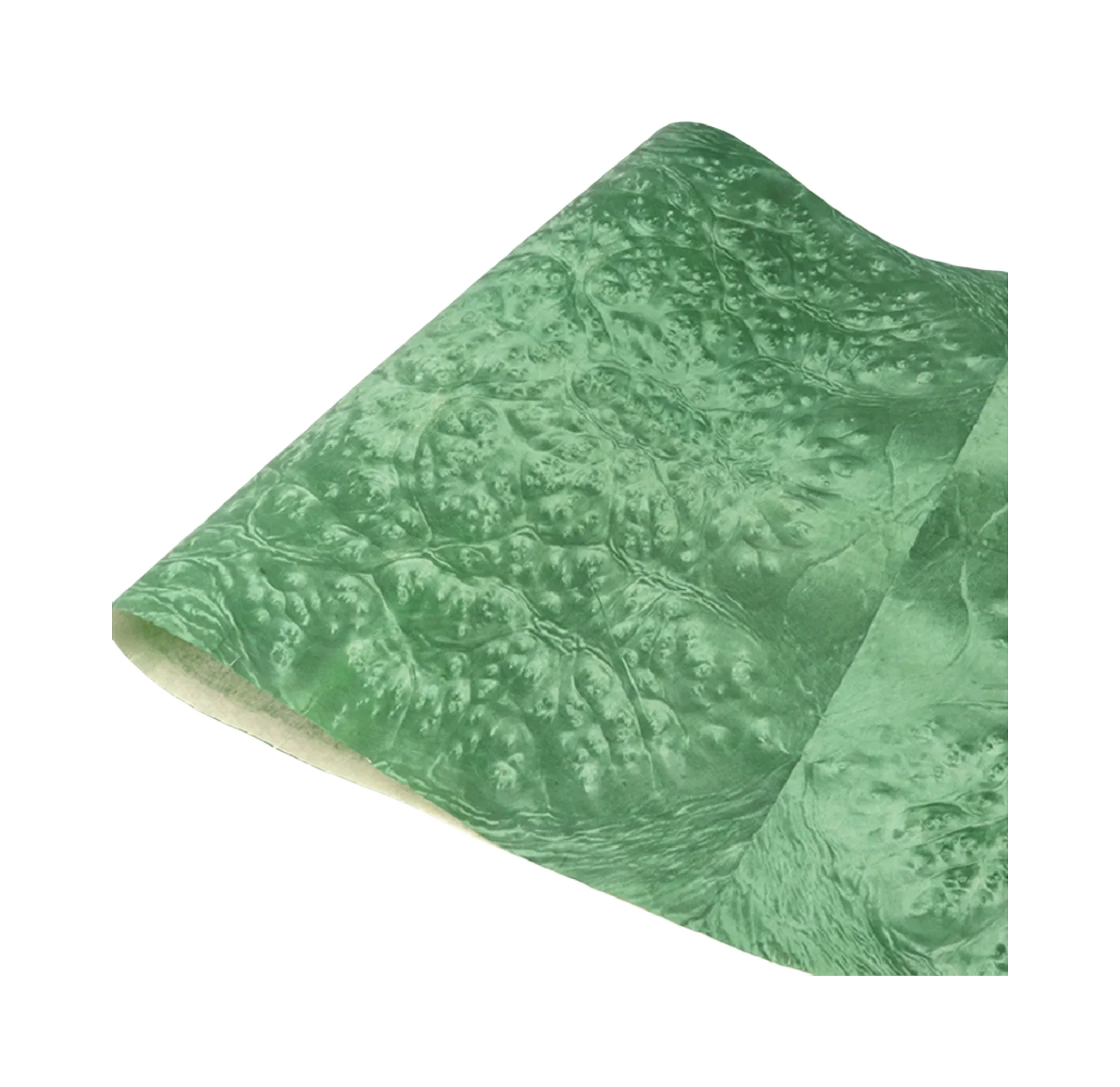 الحجم: 2.5 × 0.58 متر السُمك: 0.25 مللي متر قشرة زخرفية مصنوعة يدويًا كريستال اليشم الأخضر العقدة الخشب الجلد