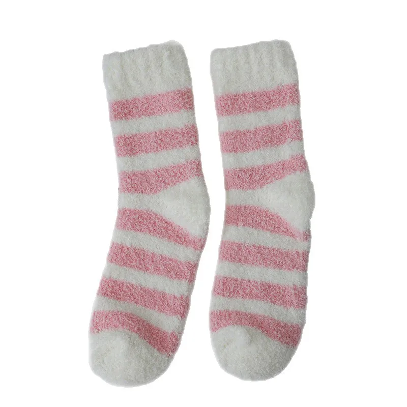 5 أزواج من الجوارب النسائية المبطنة بالصوف لمنتصف الساق لخريف وشتاء سميكة بيضاء منفوشة جوارب سميكة أرضية فضفاضة جوارب نوم منزلية #6