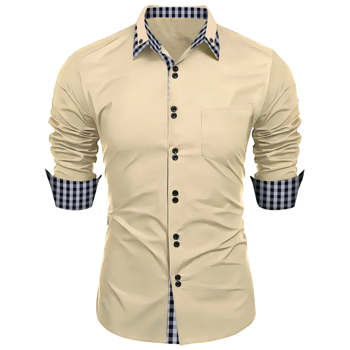 

Men's Shirt New Trend Style Loose Casual Stripes Contrast Color Men's Shirt, Can be Used For Vacation, Dating