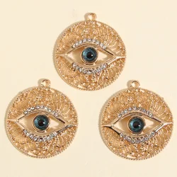 5pcs Gold Color 33x30mm Punk Hollow Eye Charms Enamel Pendant Fit Necklace Bracelet DIY Handmade Jewelry Making Finding Supplies