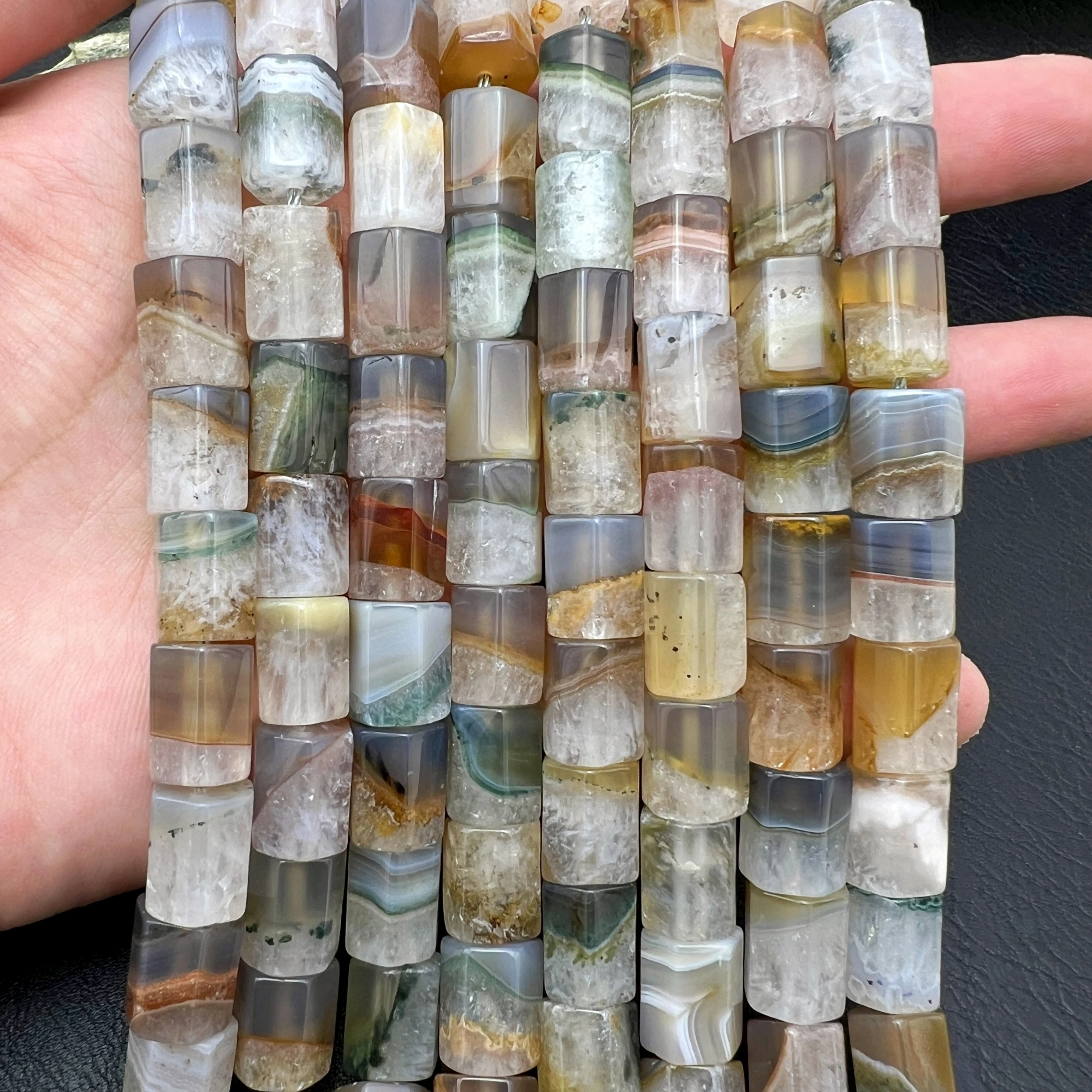 10x13MM Large Natural Gray Uruguayan Agates Quartz Tube Hexagonal Prism Nugget Beads For DIY Jewelry Making MY251108