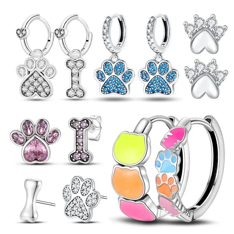 

Серебро 925, красочная милая кошачья лапа, сердце, фотоблестящая синяя, розовая, блестящая, женская, изящная бижутерия, подарок