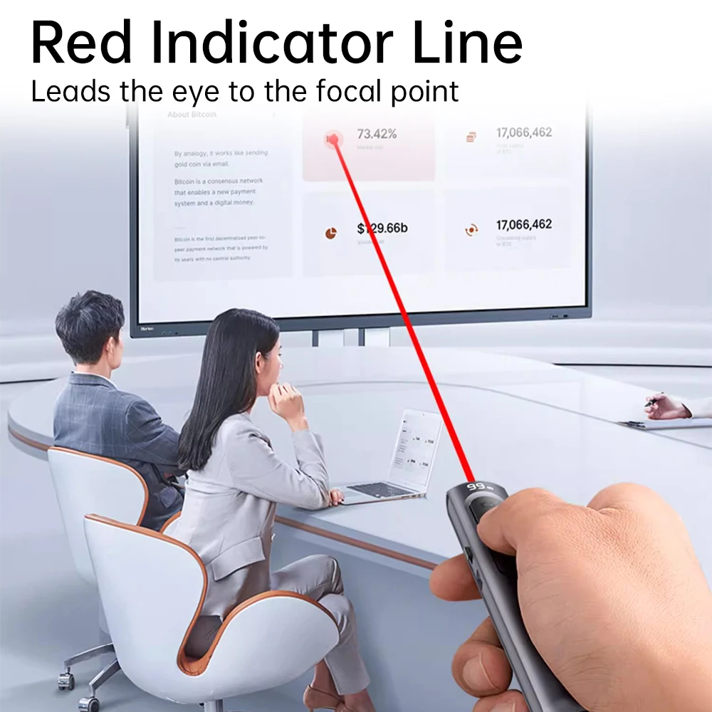 파워포인트 펜 무선 프리젠테이션 리모콘 Type-C 사무실 교육 프로젝터 PPT 발표자용 충전식 원격 제어 펜 / 액세서리 및 용품