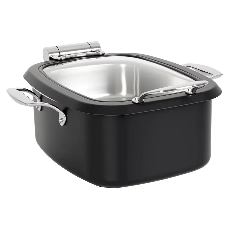 4L Black Rectangular Hydraulic Insulation Pot for Hotel Restaurant Catering Buffet Service Food Warmer Container Kitchen