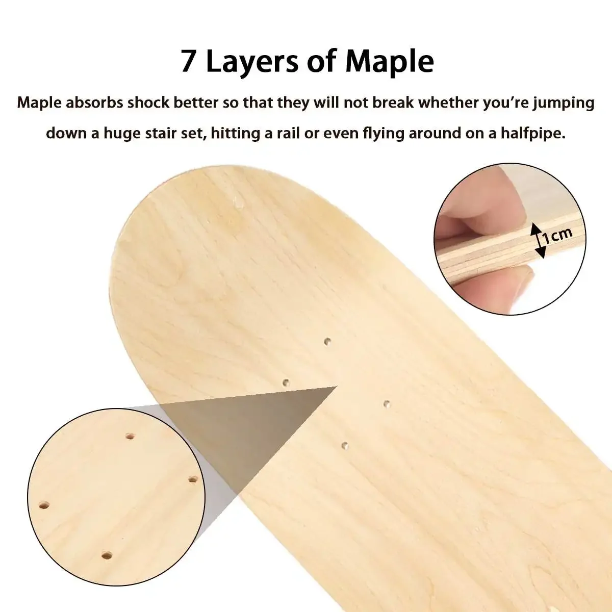 DIY Deck Skateboarde Maple Skateboard Deck 7 Layers Wood Maple Double Concave Skate Board 8 Inch Longboard Double Rocker