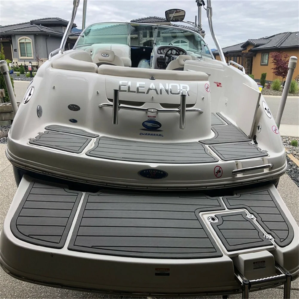 2003 Lema Gold II Schwimm plattform Cockpit Pad Boot Eva Schaum Faux Teak Boden matte Seadek Marine mat Gatorstep Stil selbst klebend