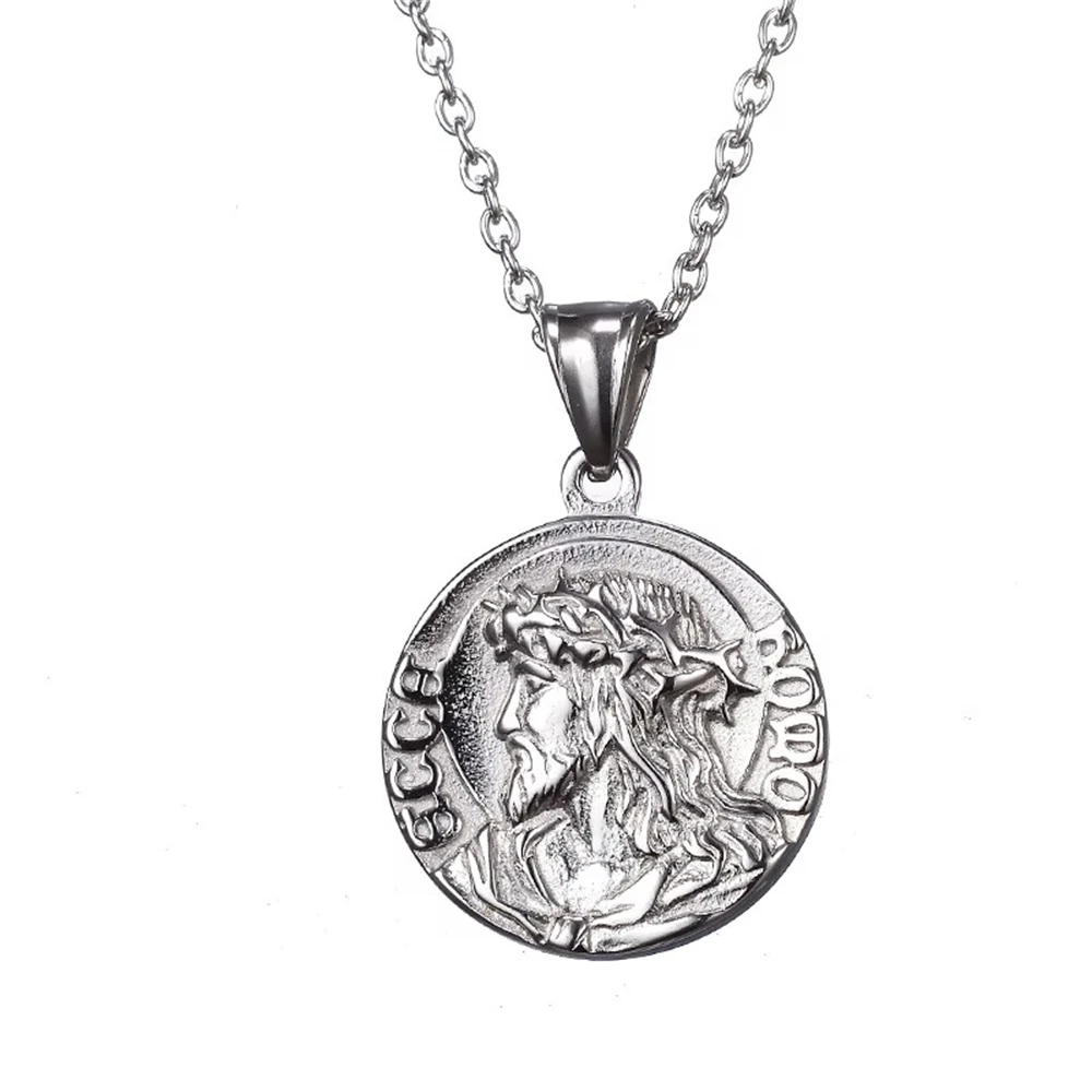 Fashion Virgin Mary Round Pendant Necklace For Men Women the son of God Jesus Religious Charm Jewelry Gifts