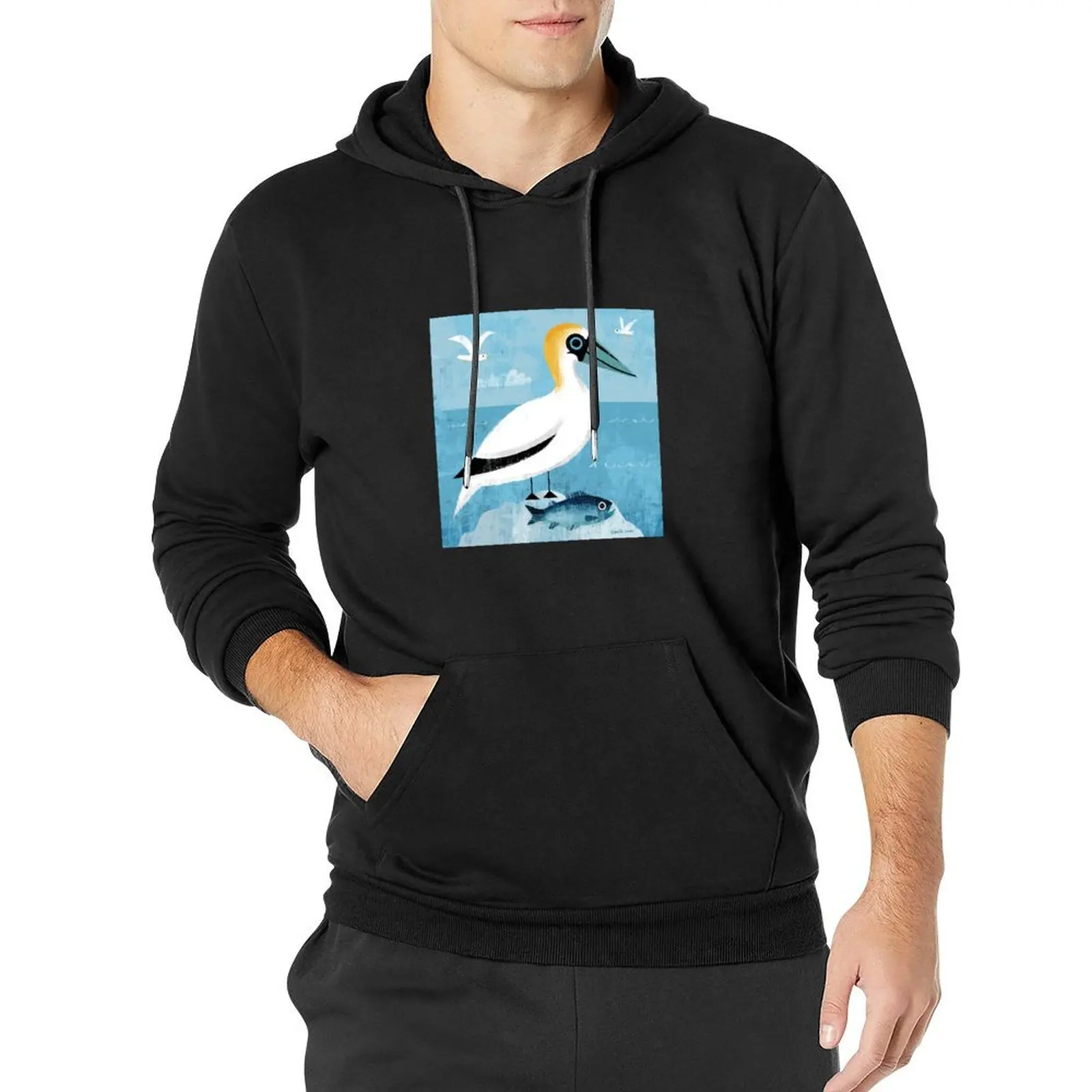 

Gannet and fish Pullover Hoodie men's sweat-shirt set pullover