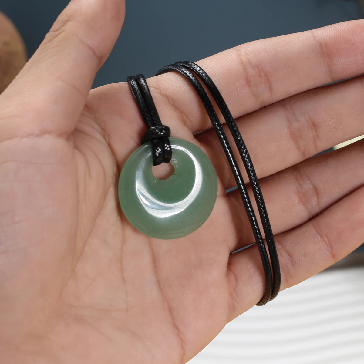 Natural Stone Large Hole Bead Pendant 29x29mm Amethyst Agate Jade Necklace Simple Style Healing Jewelry Accessories Gift for Men