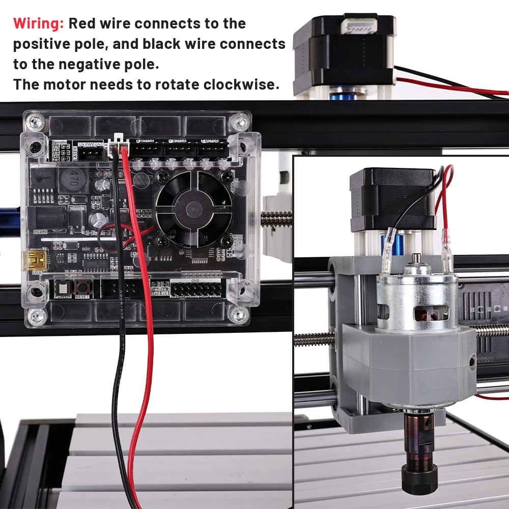 TWOWIN 775 Spindle Motor 20000 RPM DC 24V Mini Ball Bearing Large Torque Low Noise High Power Spindle for CNC 3018 Engraver