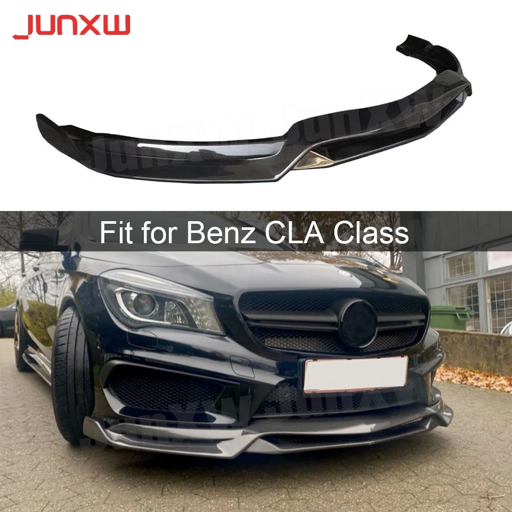 

For CLA Class Carbon Fiber Front Lip Spoiler For Mercedes Benz W117 CLA180 CLA200 CLA250 CLA45 AMG R1 Style Bumper Chin Guard