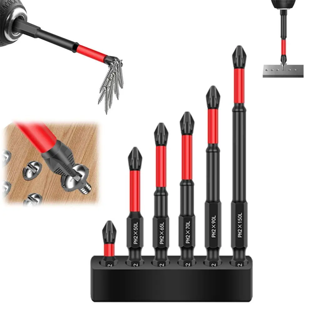 4/5/6Pcs Non-slip Magnetic Batch Head Wear-resistant Shock Resistance High Hardness Bit Cross Screwdriver Bit