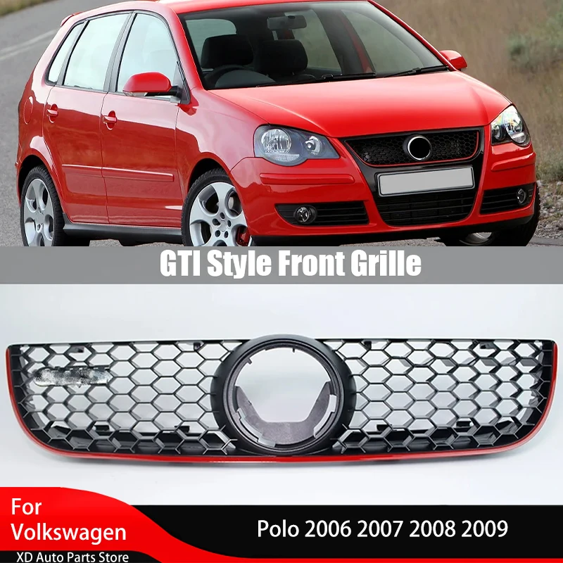 

GTI Honeycomb Mesh Front Bumper Grill Centre Grille Mesh Panel Grill for Volkswagen Polo 2006 2007 2008 2009 Air Intake Grille