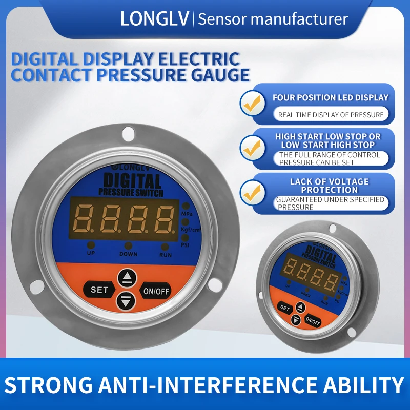 

LONGLV YL-820Z axial vibration-resistant digital display electric contact pressure gauge