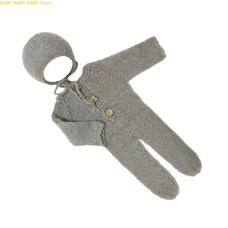 

Q81A 1 Set Lovely Neworns Photography Soirt Комфортный вязаная шляпа для капота и с длинными рукавами для снимков для