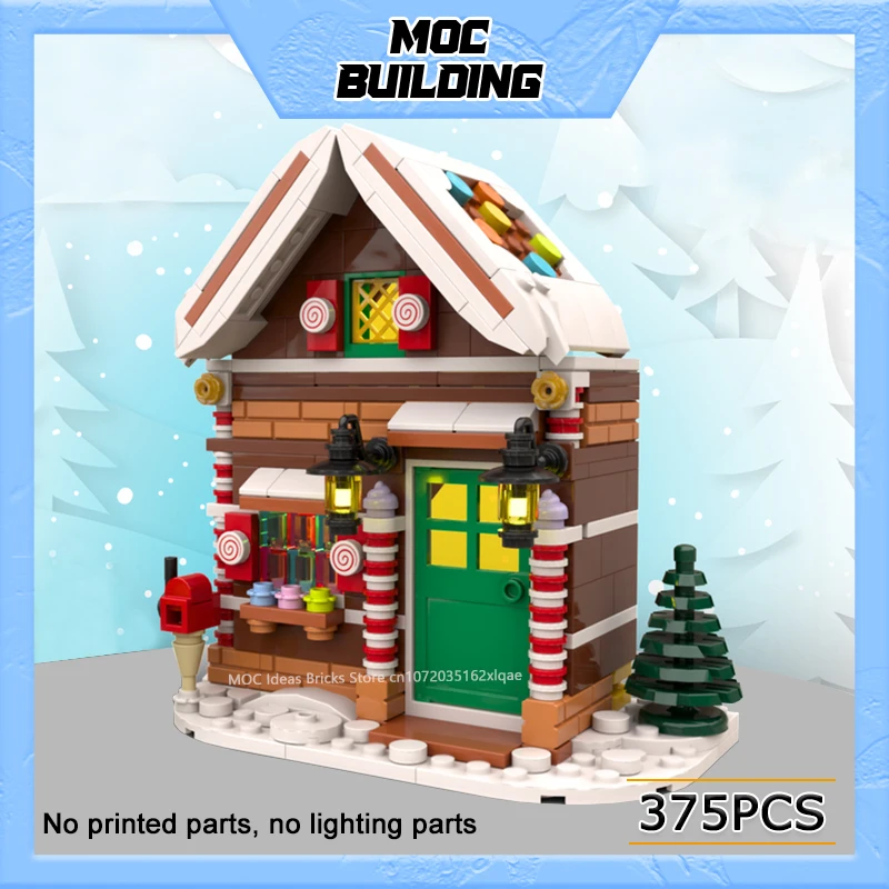 MOC اللبنات عيد الميلاد سلسلة الشتاء مدينة كوخ نموذج الإبداعية الرنة الثلوج شاحنة اللعب لتقوم بها بنفسك تجميع الطوب هدايا عيد الميلاد #4