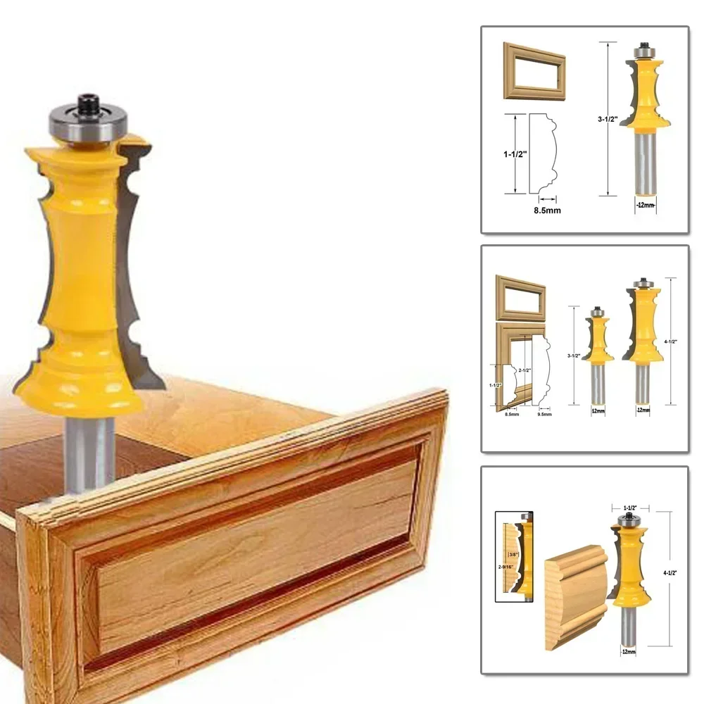 

12mm Shank Miter Frame Molding Router Bit Door Tenon Milling Cutter Woodworking Tool Cutter Milling For Wood Bit