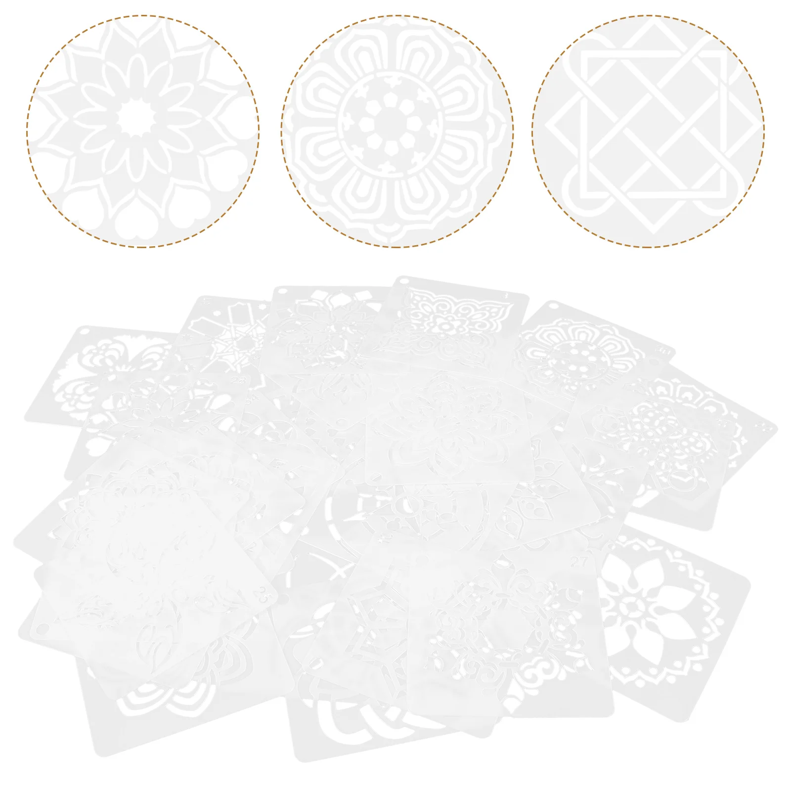 

36 Pcs M Painting Templates Large Circle Stencils for Walls DIY Color Spray Plastic Reusable Washable Craft Tools