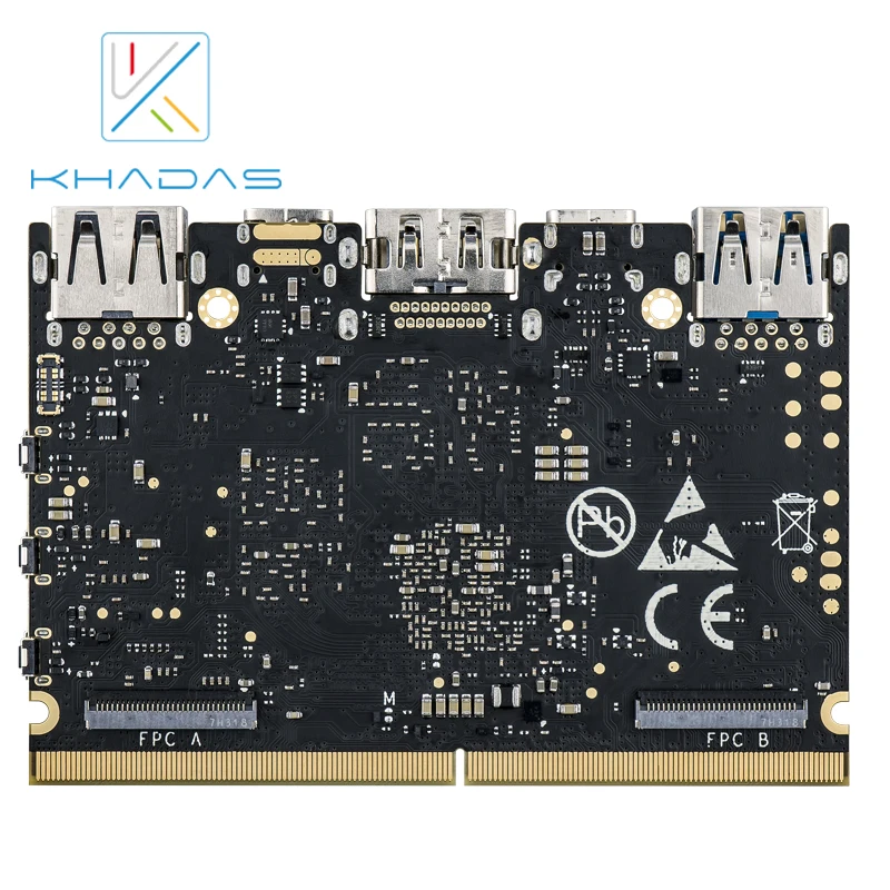 Khadas Edge Max พร้อม 128GB EMMC 5.1 RK3399 Soc คอมพิวเตอร์บอร์ดเดี่ยว