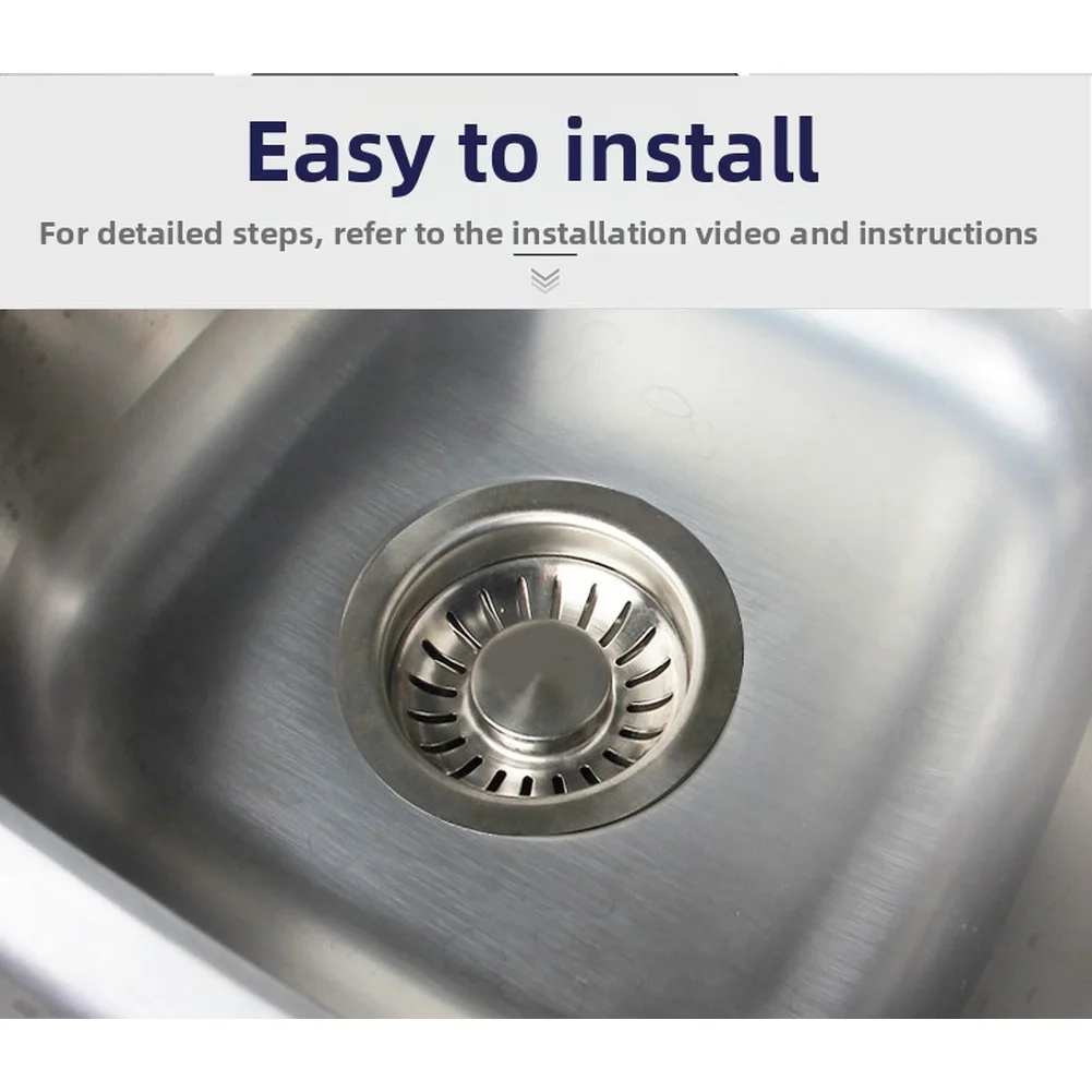 Picture 7: Stainless Steel Kitchen Drain Pipe 114mm Back Drain System Easy Install Leak Resistant For Home Dual Filter System Drain Straine