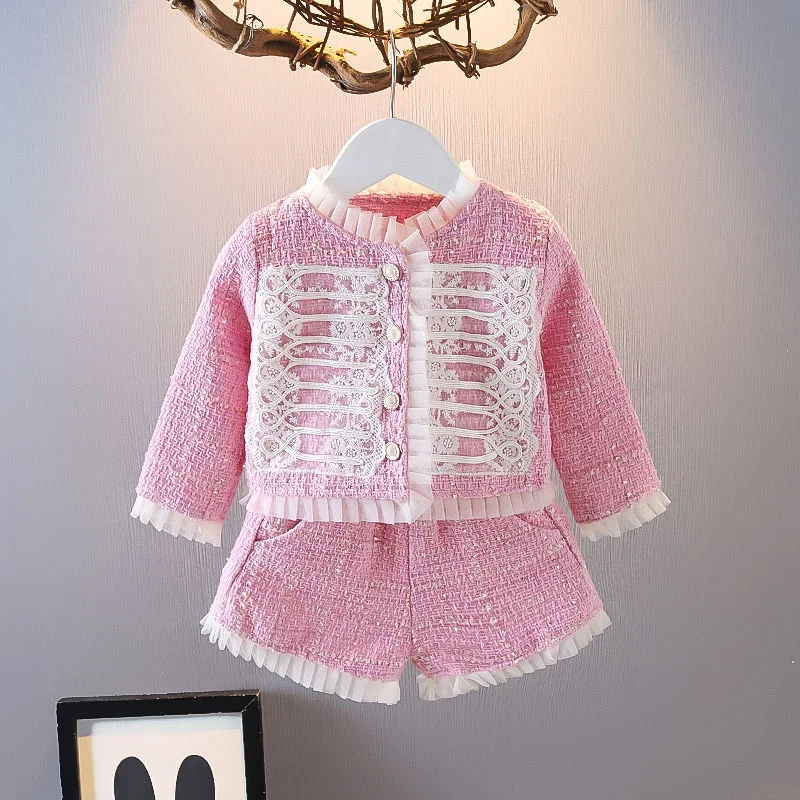 Baby Girl Princess Clothes Set Jacket+Shorts 2PCS Infant Toddler Elegant Suit Party Wedding Birthday Baby Clothing Set 1-10Y