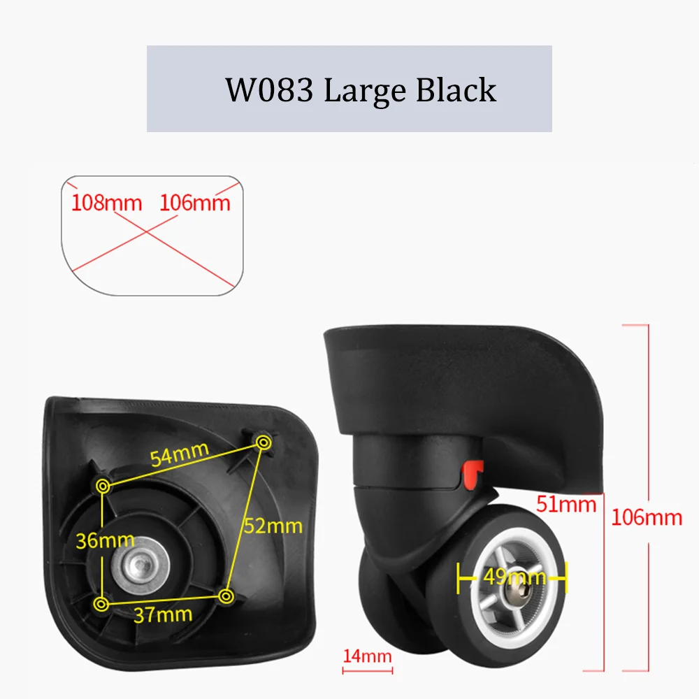 For Samsonite W083 Nylon Luggage Wheel Trolley Case Wheel Pulley Sliding Casters Universal Wheel Repair Slient Wear-resistant