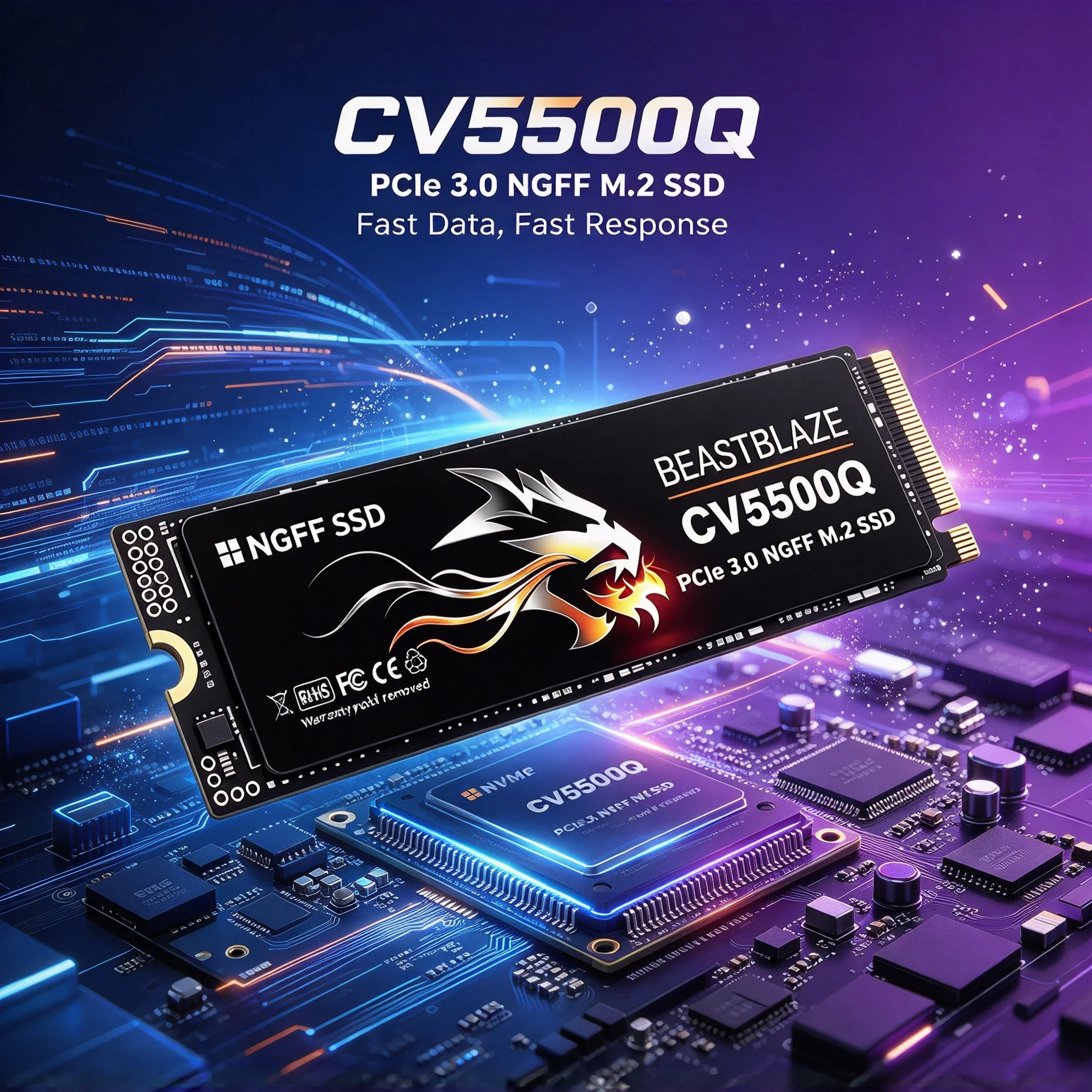 CV5500Q Built-in M.2 NVMe SSD, 1TB/4TB/2TB/500GB, Fast Performance Storage, Desktop, PC, Laptop, Gaming. Max Core.