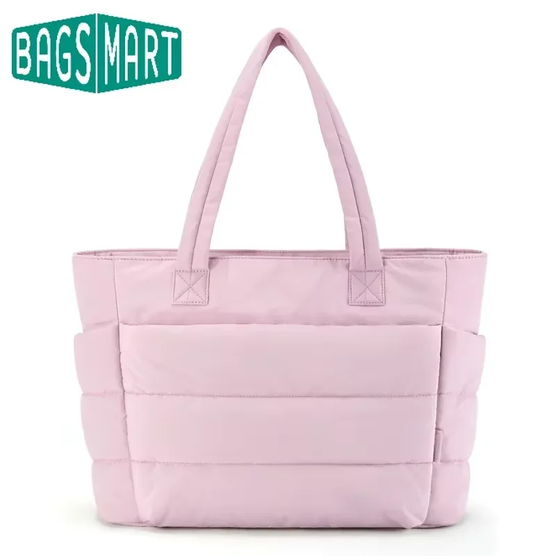 

Женская сумка BAGSMART, однотонная сумка-тоут, мягкая сумка через плечо для учебы и работы, простая женская сумка для путешествий и отдыха